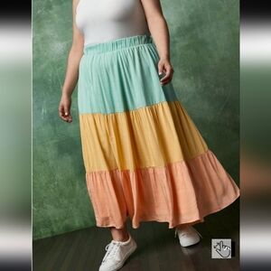 Torrid Tiered Colorblock Maxi Skirt - Size 1